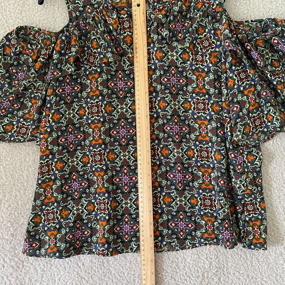 Takara Women Top Multi Cold Shoulder Layered Flowy Sleeve Keyhole Back Size L - Picture 8 of 10